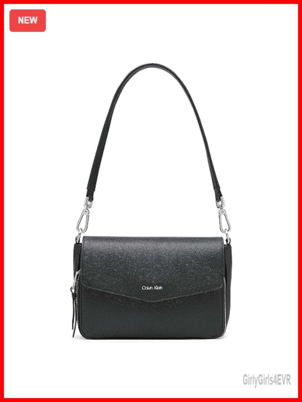 Textured PVC Messenger Shoulder Bag with Flap Closure
